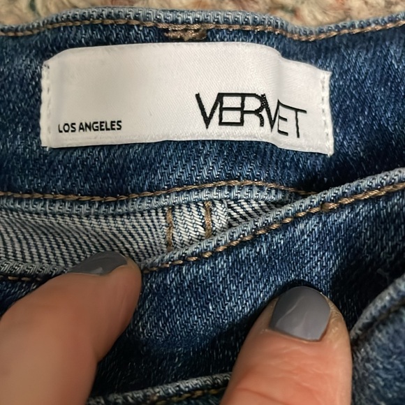 Vervet distressed crossover waist  wide leg jeans - Picture 3 of 8